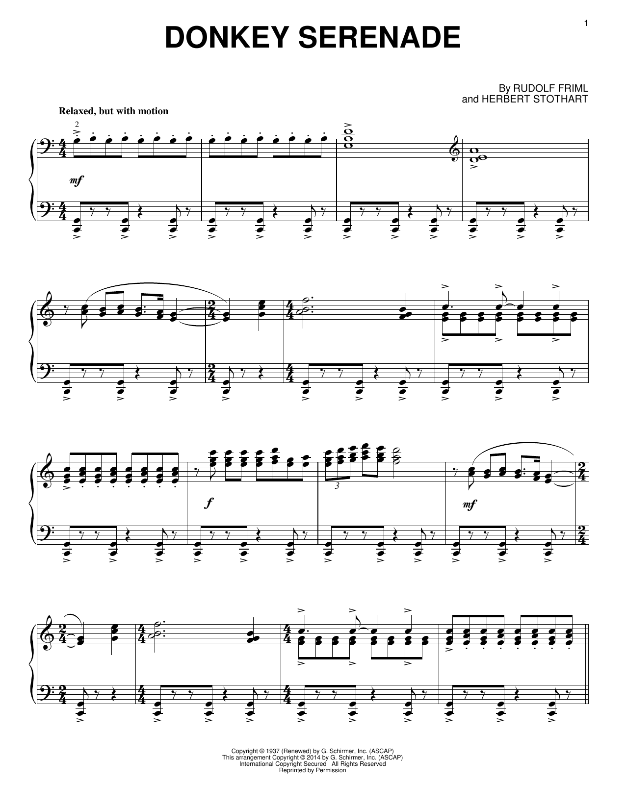 Download Herbert Stothart Donkey Serenade Sheet Music and learn how to play Piano PDF digital score in minutes