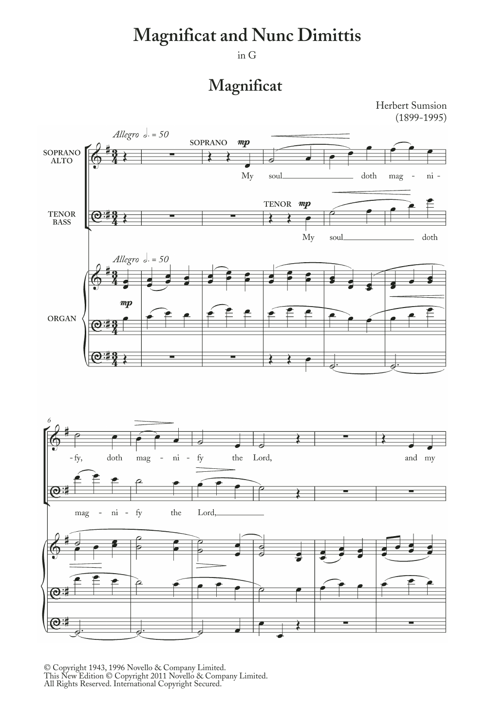 Download Herbert Sumsion Magnificat And Nunc Dimittis In G Sheet Music and learn how to play SATB PDF digital score in minutes