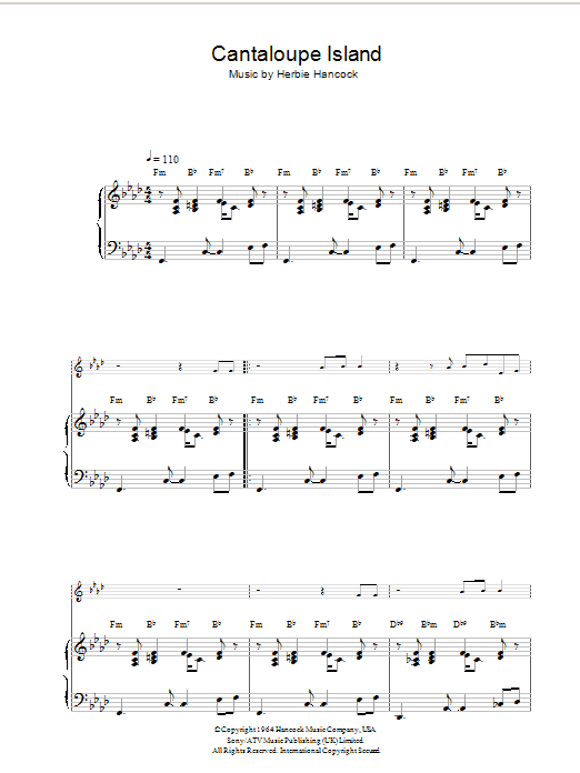 Download Herbie Hancock Cantaloupe Island Sheet Music and learn how to play Alto Saxophone PDF digital score in minutes