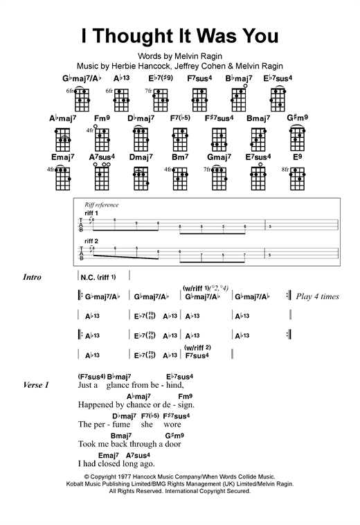 Download Herbie Hancock I Thought It Was You Sheet Music and learn how to play Ukulele PDF digital score in minutes