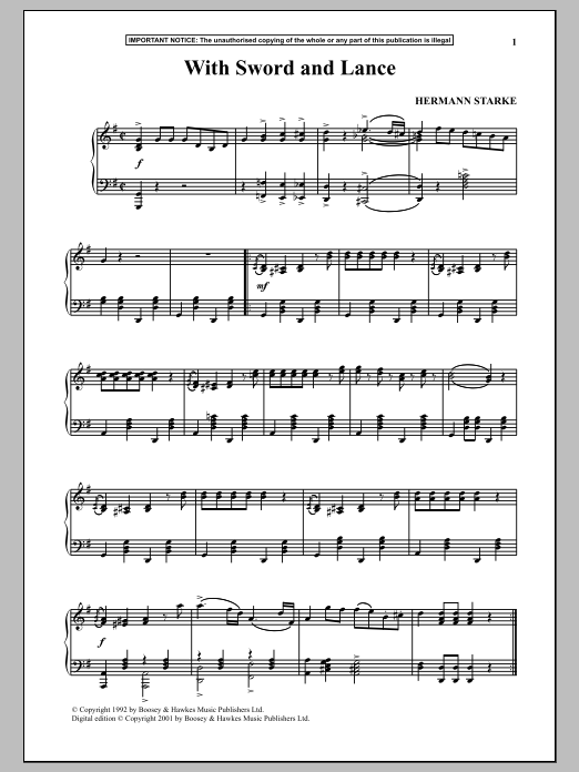 Download Hermann Starke With Sword And Lance Sheet Music and learn how to play Piano PDF digital score in minutes