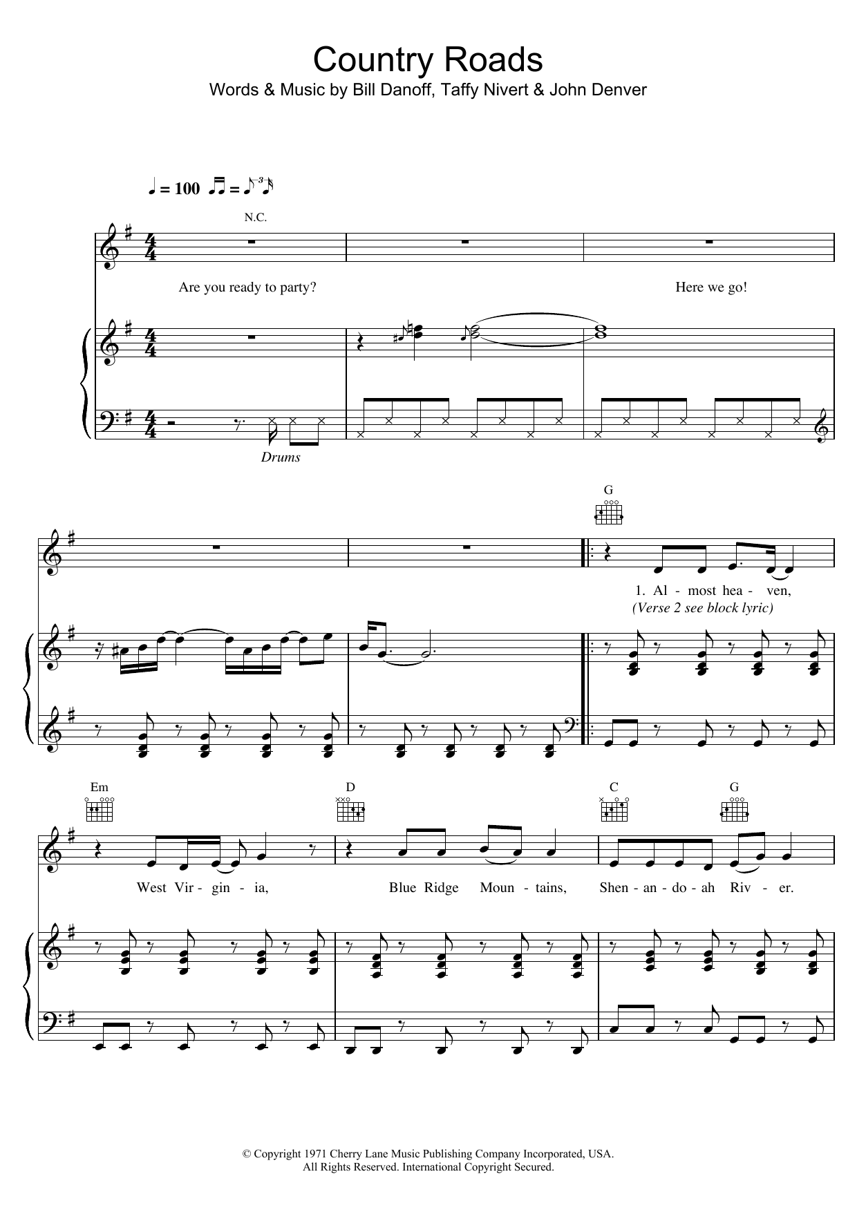 Download Hermes House Band Country Road Sheet Music and learn how to play Piano, Vocal & Guitar PDF digital score in minutes