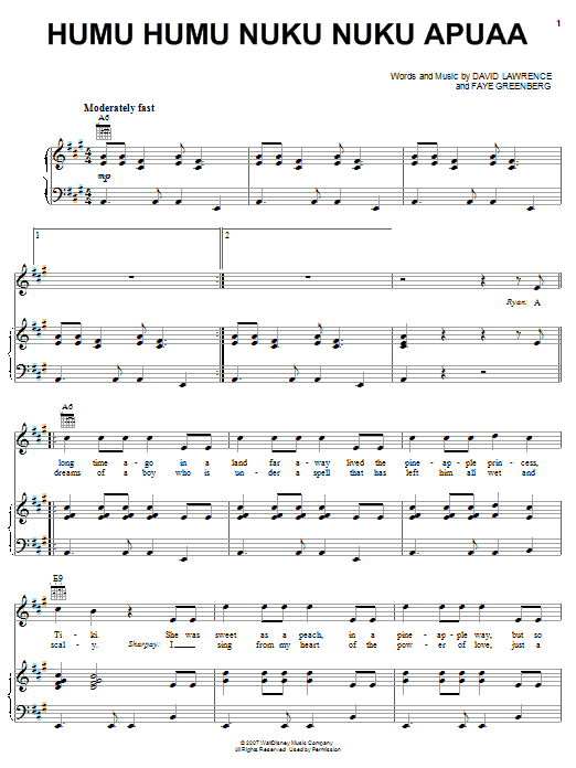 Download High School Musical 2 Humu Humu Nuku Nuku Apuaa Sheet Music and learn how to play Piano PDF digital score in minutes