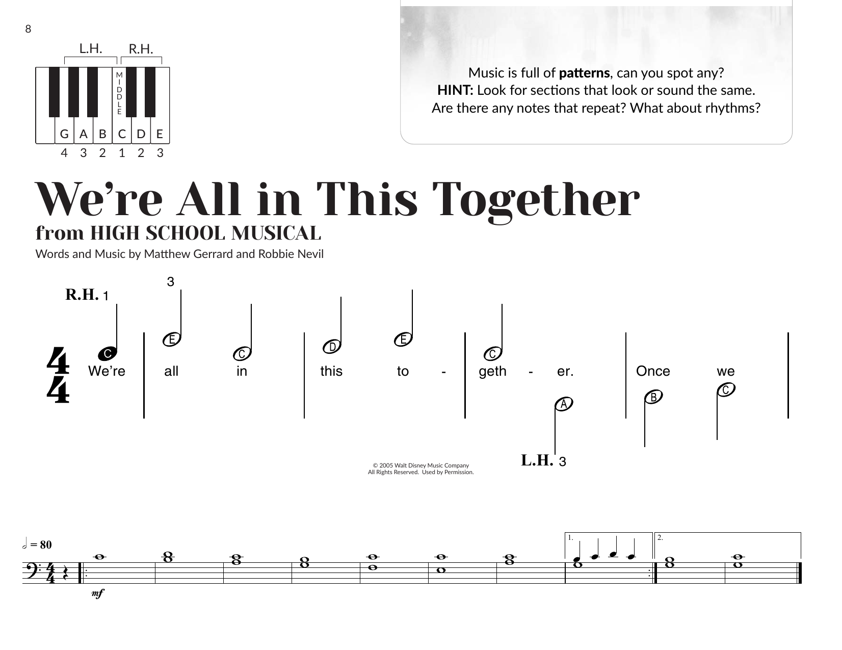 Download High School Musical Cast We're All In This Together (from High School Musical) (arr. Brittany McCorriston Sheet Music and learn how to play Very Beginner Piano PDF digital score in minutes