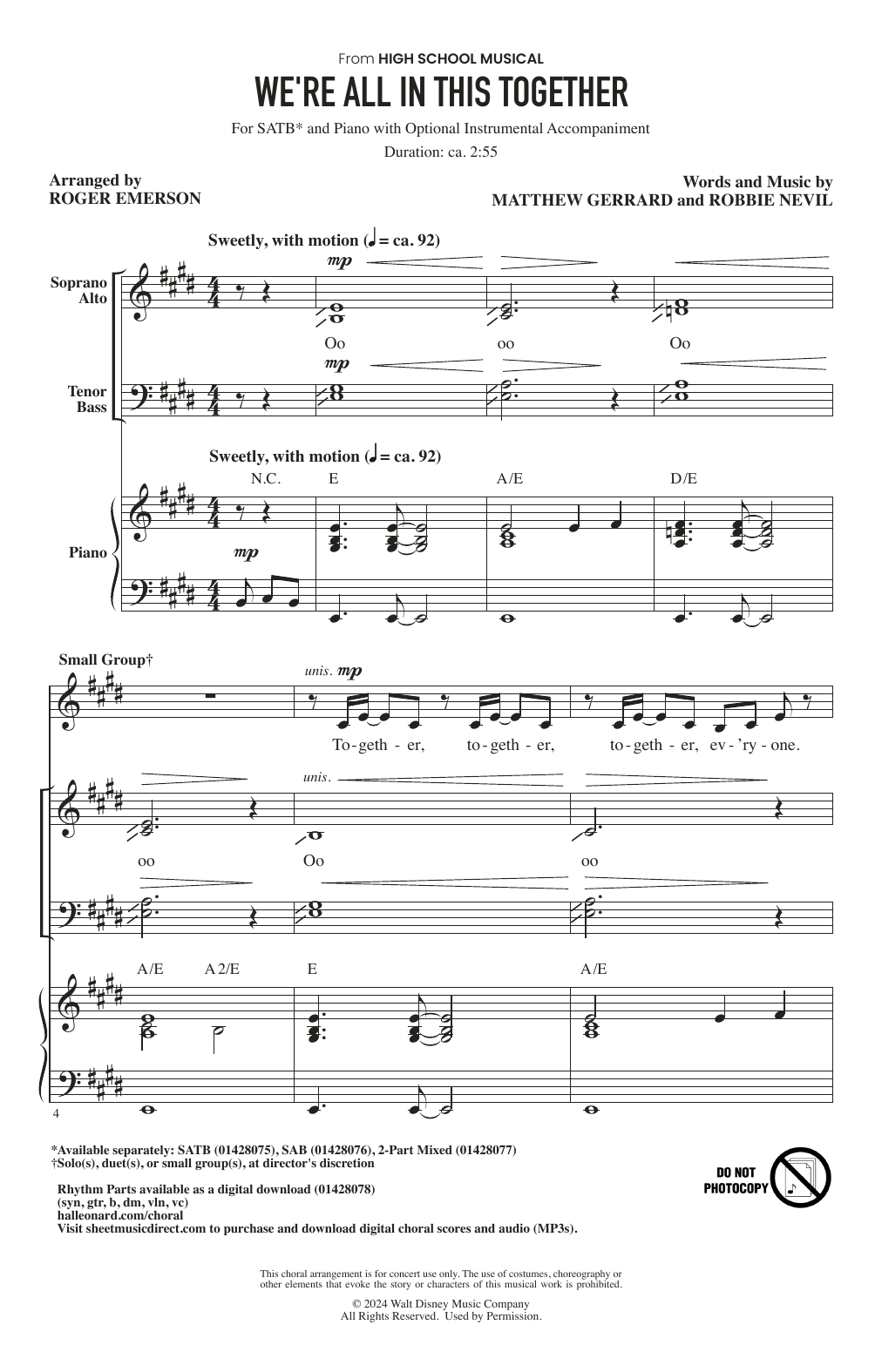 Download High School Musical Cast We're All In This Together (from High School Musical) (arr. Roger Emerson) Sheet Music and learn how to play SATB Choir PDF digital score in minutes