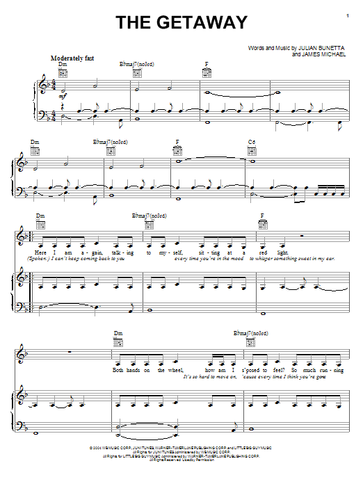 Download Hilary Duff The Getaway Sheet Music and learn how to play Piano, Vocal & Guitar (Right-Hand Melody) PDF digital score in minutes