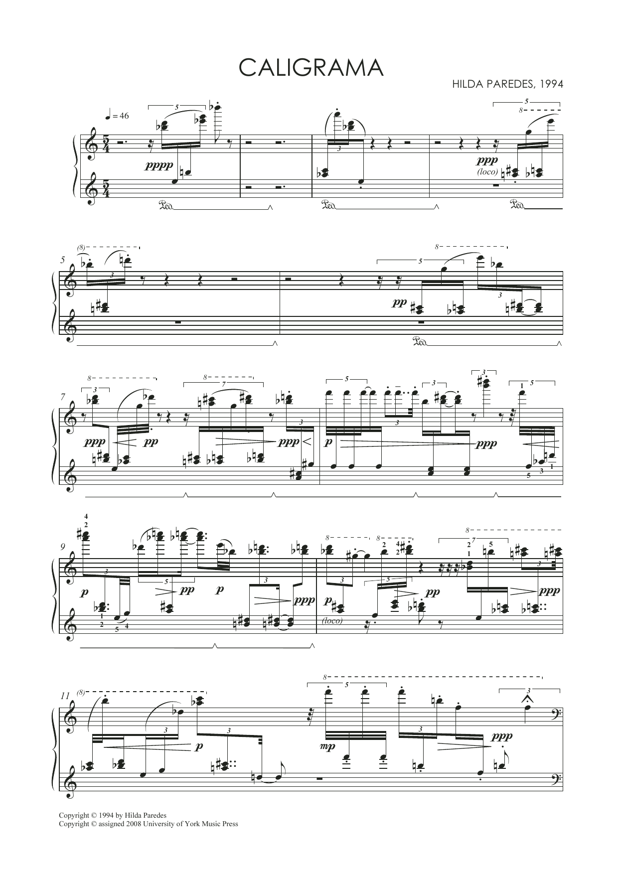 Download Hilda Paredes Caligrama Sheet Music and learn how to play Piano PDF digital score in minutes