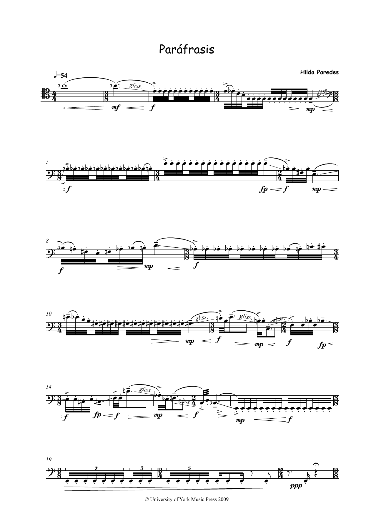 Download Hilda Paredes Parafrasis Sheet Music and learn how to play Trombone Solo PDF digital score in minutes