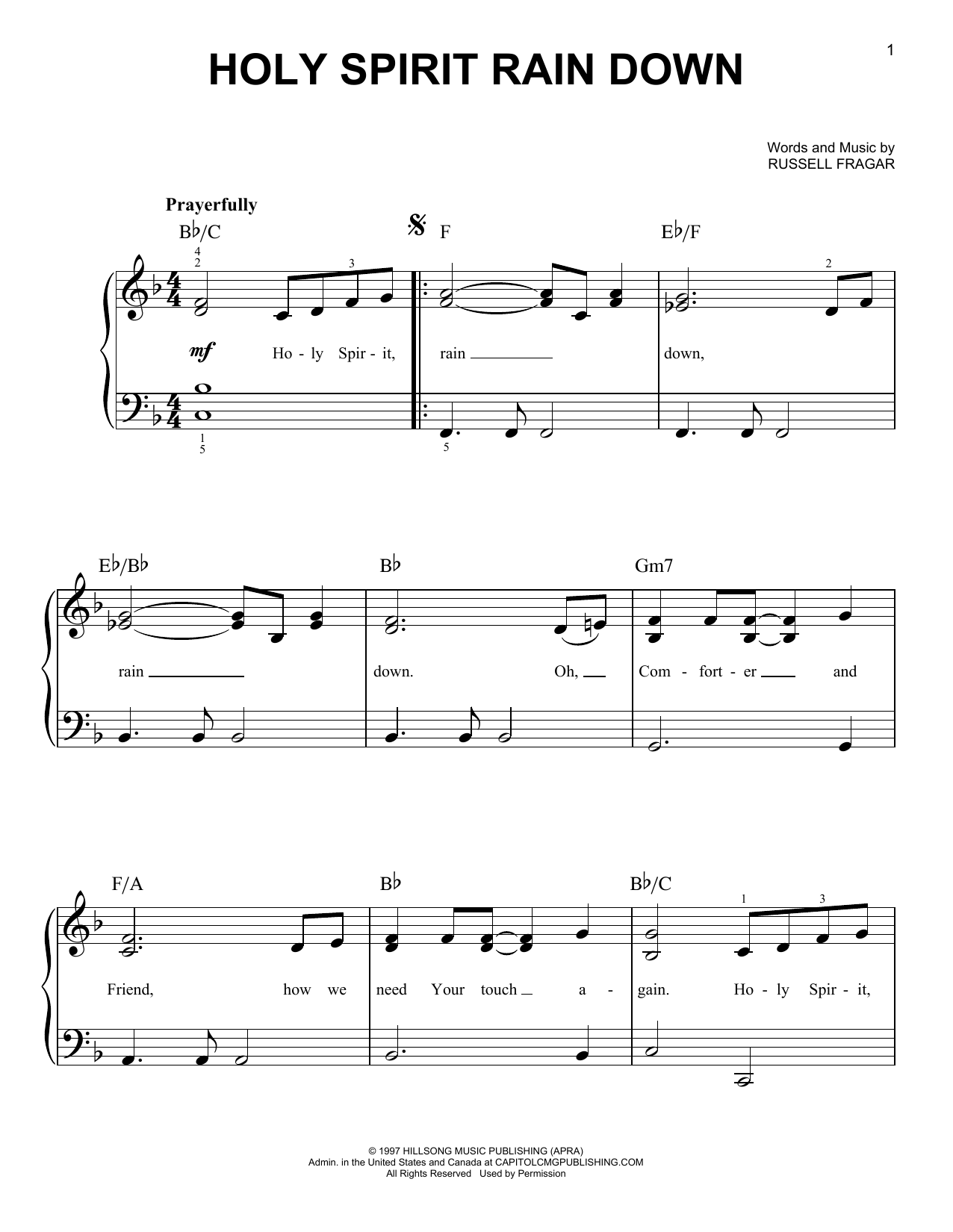 Download Russell Fragar Holy Spirit Rain Down Sheet Music and learn how to play Guitar Chords/Lyrics PDF digital score in minutes
