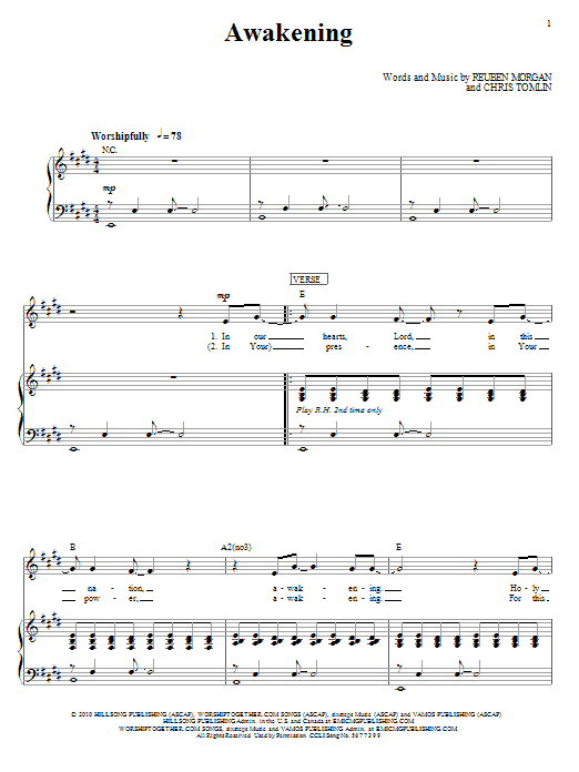 Download Hillsong United Awakening Sheet Music and learn how to play Piano, Vocal & Guitar (Right-Hand Melody) PDF digital score in minutes