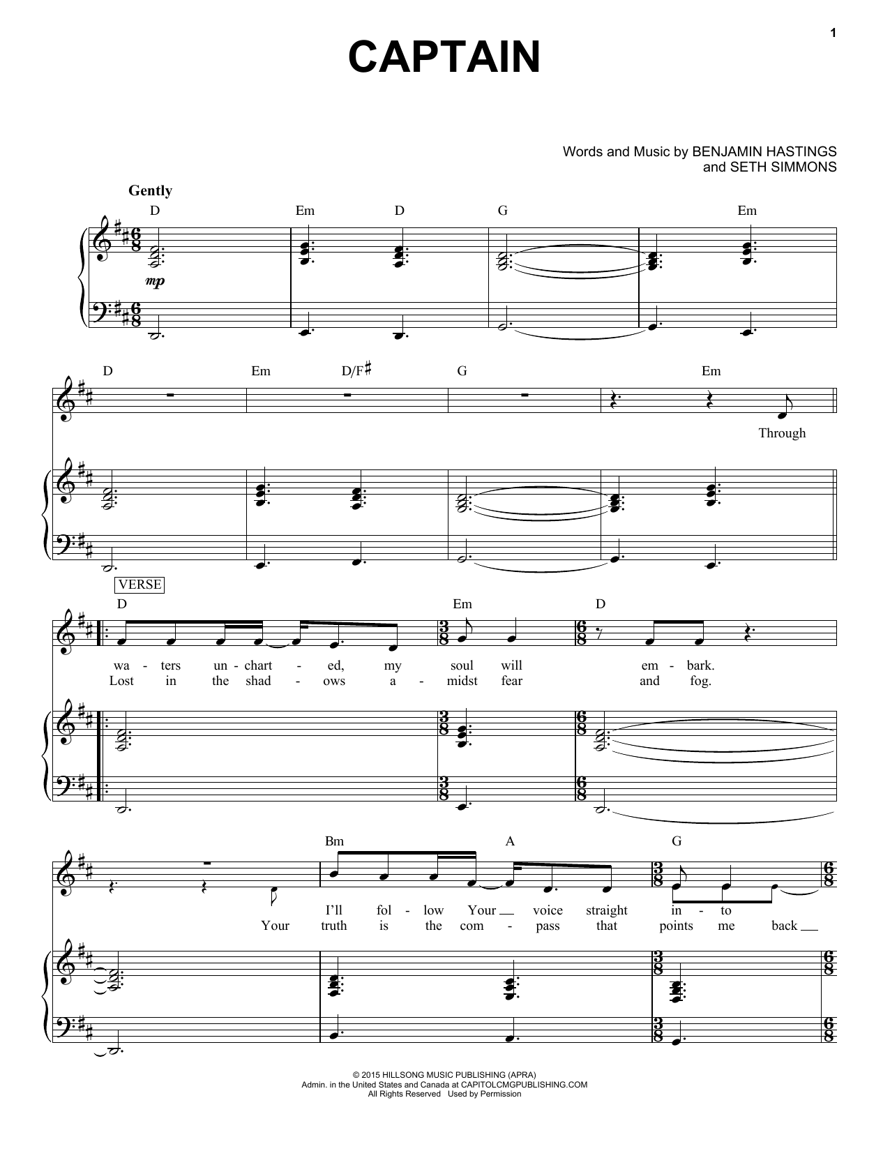 Download Hillsong United Captain Sheet Music and learn how to play Piano & Vocal PDF digital score in minutes