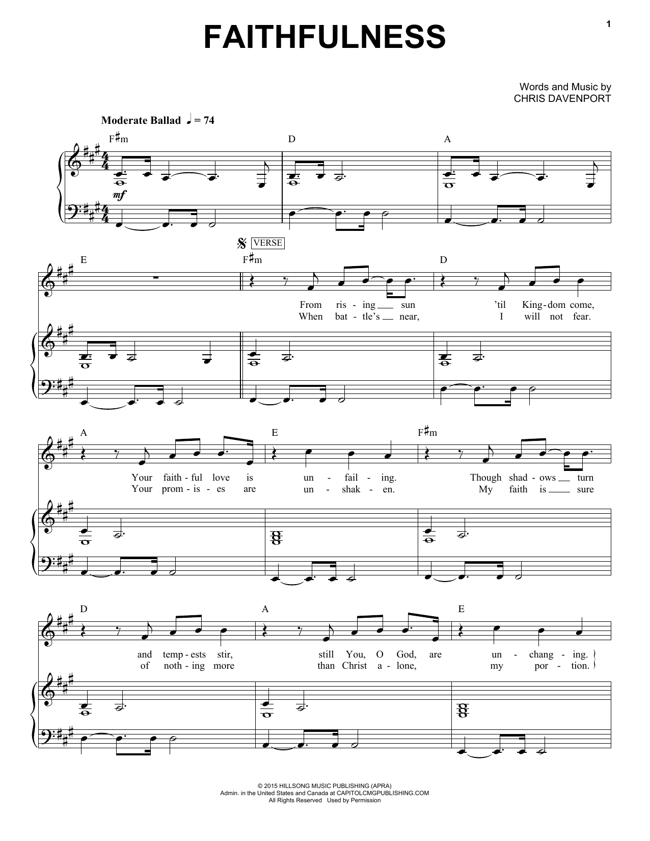 Download Hillsong United Faithfulness Sheet Music and learn how to play Piano & Vocal PDF digital score in minutes