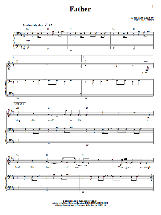 Download Hillsong United Father Sheet Music and learn how to play Piano, Vocal & Guitar (Right-Hand Melody) PDF digital score in minutes