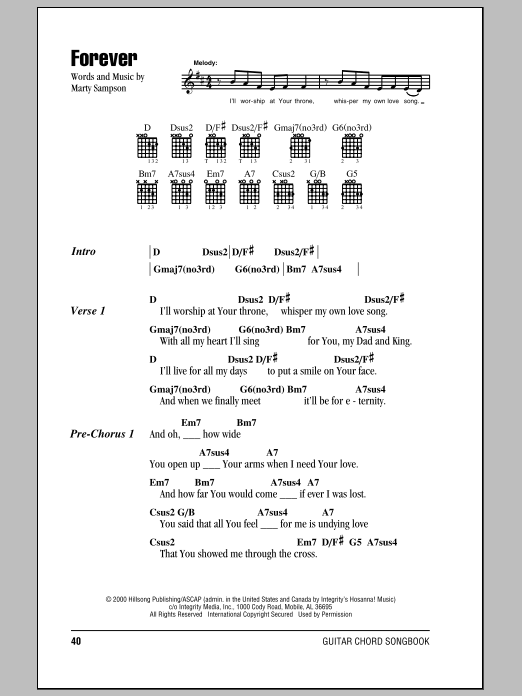 Download Hillsong United Forever Sheet Music and learn how to play Lyrics & Chords PDF digital score in minutes