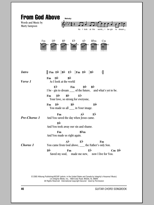 Download Hillsong United From God Above Sheet Music and learn how to play Lyrics & Chords PDF digital score in minutes