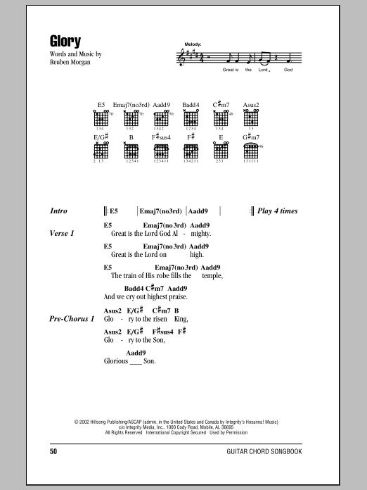 Download Hillsong United Glory Sheet Music and learn how to play Lyrics & Chords PDF digital score in minutes