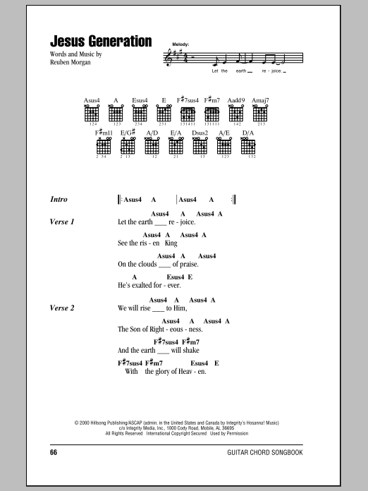 Download Hillsong United Jesus Generation Sheet Music and learn how to play Lyrics & Chords PDF digital score in minutes