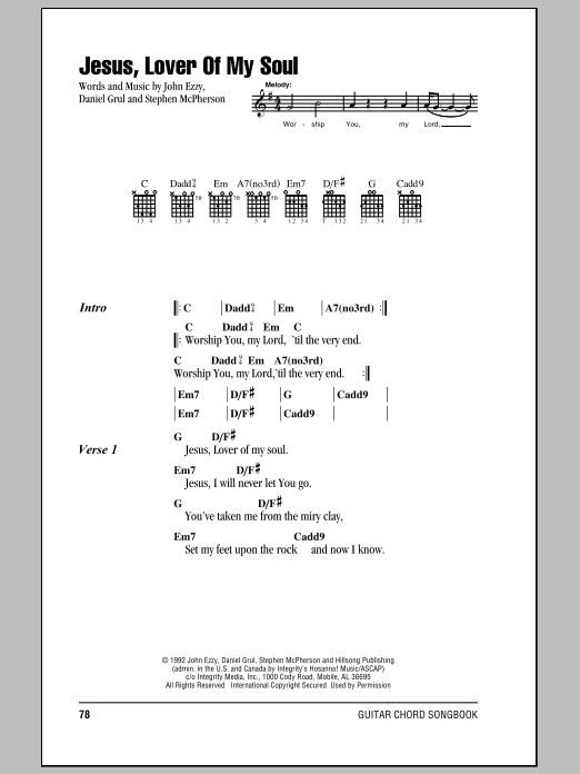 Download Hillsong United Jesus, Lover Of My Soul Sheet Music and learn how to play Guitar Chords/Lyrics PDF digital score in minutes