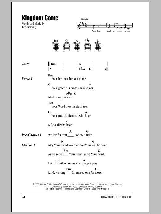 Download Hillsong United Kingdom Come Sheet Music and learn how to play Lyrics & Chords PDF digital score in minutes