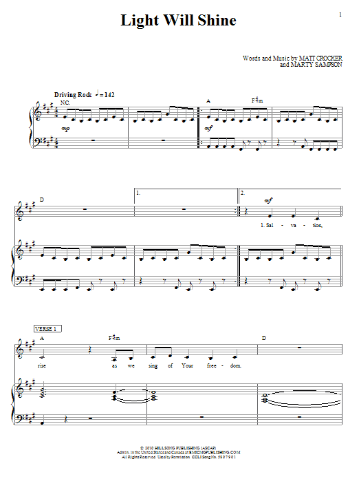 Download Hillsong United Light Will Shine Sheet Music and learn how to play Piano, Vocal & Guitar (Right-Hand Melody) PDF digital score in minutes