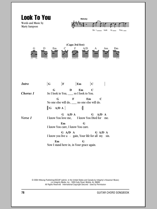 Download Hillsong United Look To You Sheet Music and learn how to play Lyrics & Chords PDF digital score in minutes