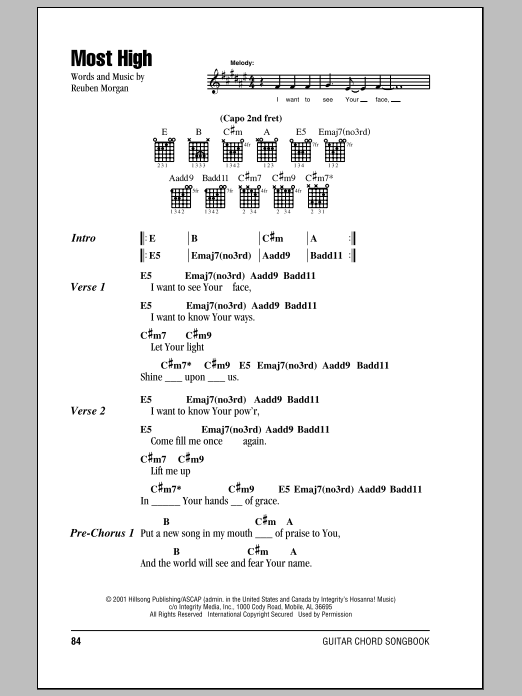 Download Hillsong United Most High Sheet Music and learn how to play Lyrics & Chords PDF digital score in minutes