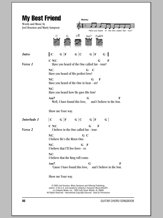 Download Hillsong United My Best Friend Sheet Music and learn how to play Lyrics & Chords PDF digital score in minutes