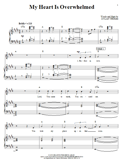 Download Hillsong United My Heart Is Overwhelmed Sheet Music and learn how to play Piano, Vocal & Guitar (Right-Hand Melody) PDF digital score in minutes