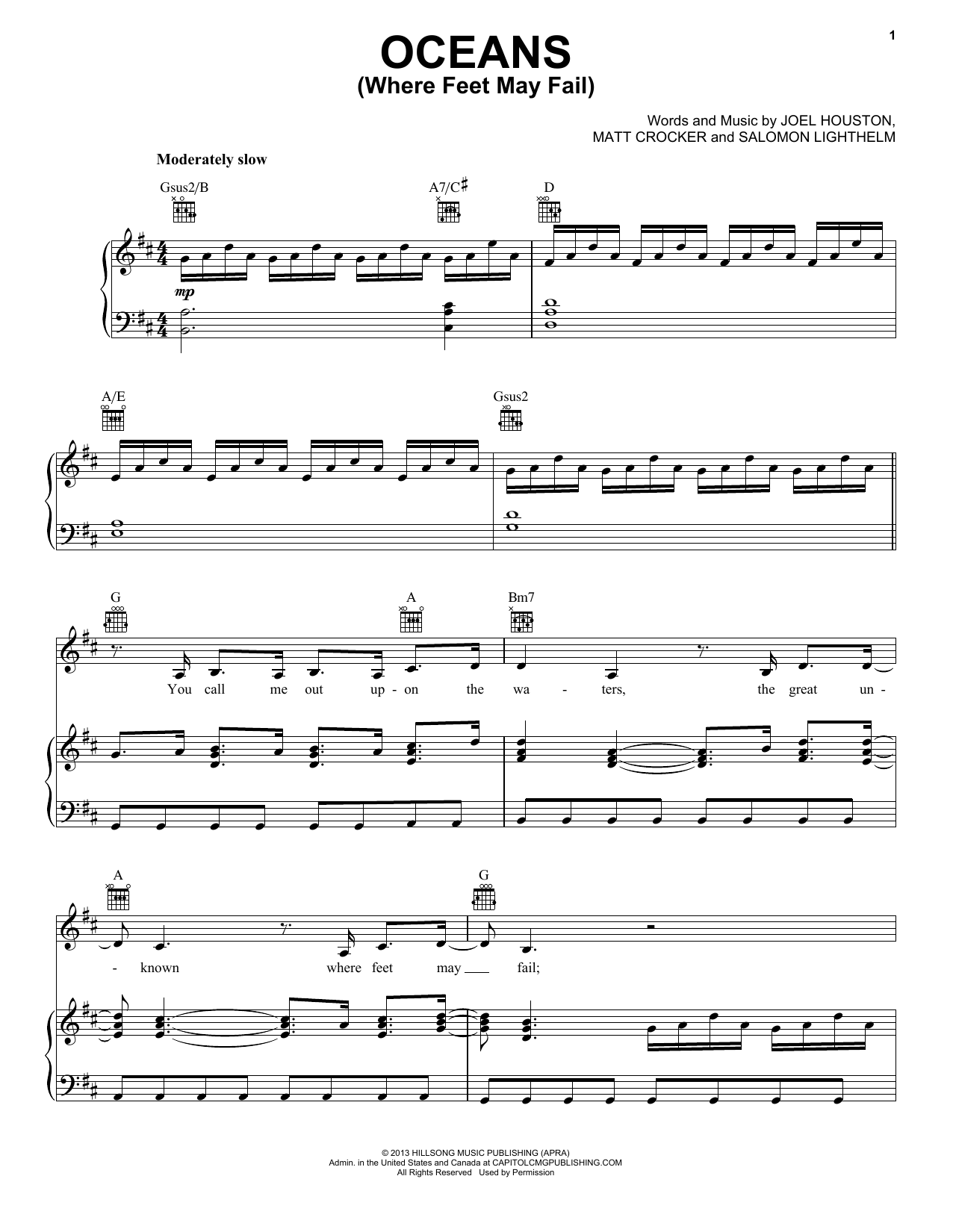 Download Hillsong UNITED Oceans (Where Feet May Fail) Sheet Music and learn how to play Easy Piano PDF digital score in minutes