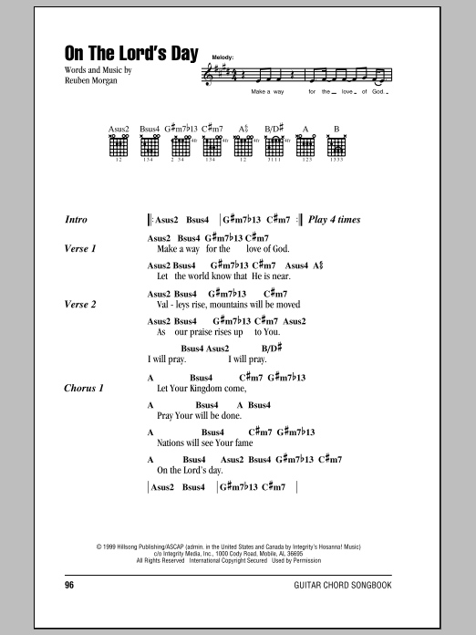 Download Hillsong United On The Lord's Day Sheet Music and learn how to play Lyrics & Chords PDF digital score in minutes