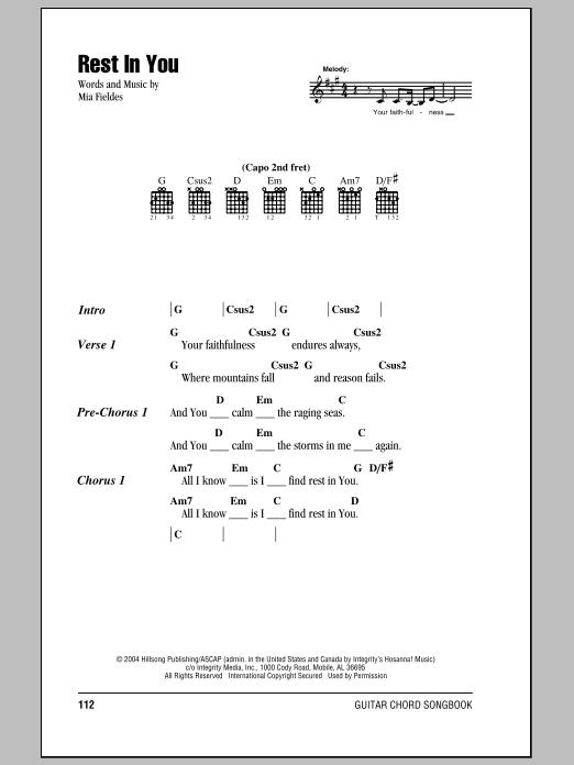 Download Hillsong United Rest In You Sheet Music and learn how to play Lyrics & Chords PDF digital score in minutes