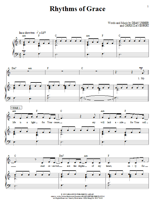 Download Hillsong United Rhythms Of Grace Sheet Music and learn how to play Piano, Vocal & Guitar (Right-Hand Melody) PDF digital score in minutes