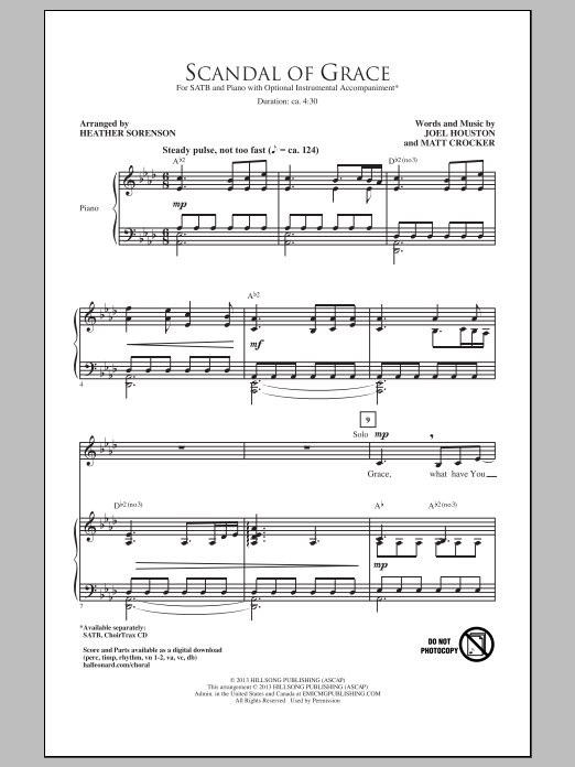Download Heather Sorenson Scandal Of Grace Sheet Music and learn how to play SATB PDF digital score in minutes