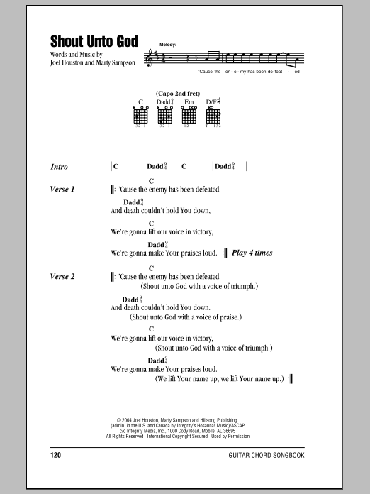 Download Hillsong United Shout Unto God Sheet Music and learn how to play Lyrics & Chords PDF digital score in minutes