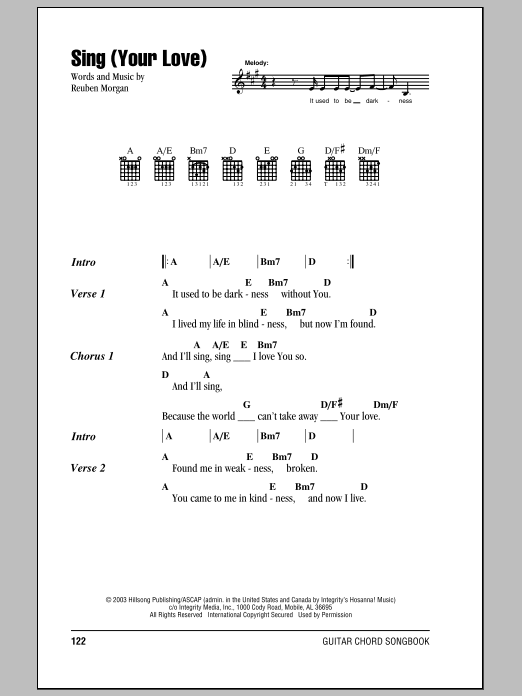 Download Hillsong United Sing (Your Love) Sheet Music and learn how to play Lyrics & Chords PDF digital score in minutes