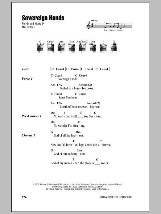 Download Hillsong United Sovereign Hands Sheet Music and learn how to play Lyrics & Chords PDF digital score in minutes