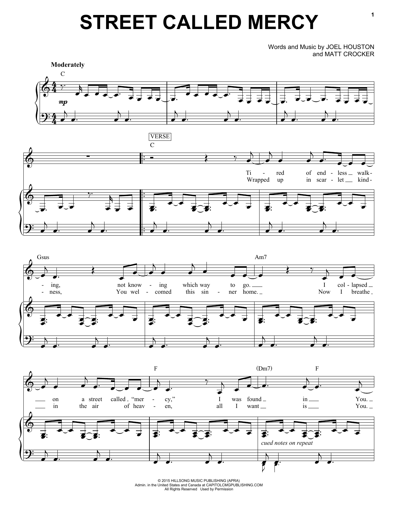 Download Hillsong United Street Called Mercy Sheet Music and learn how to play Piano & Vocal PDF digital score in minutes