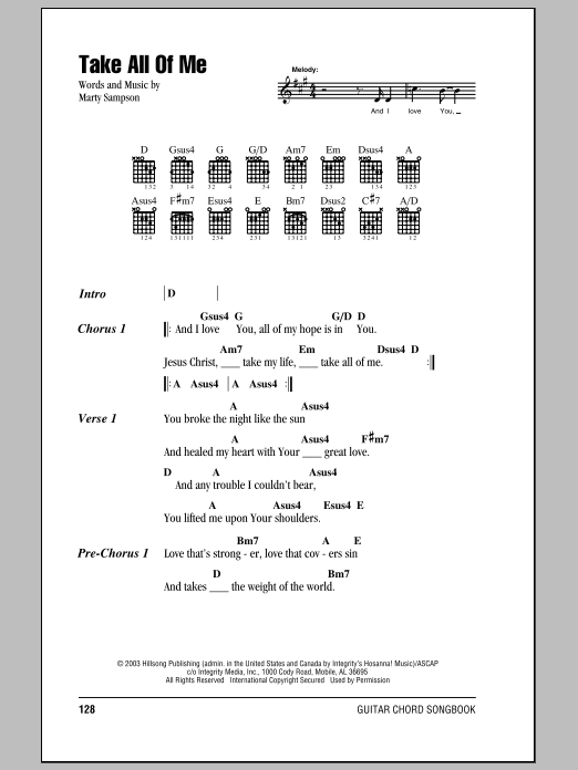 Download Hillsong United Take All Of Me Sheet Music and learn how to play Lyrics & Chords PDF digital score in minutes