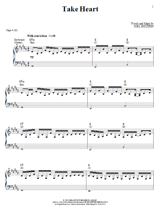 Download Hillsong United Take Heart Sheet Music and learn how to play Piano, Vocal & Guitar (Right-Hand Melody) PDF digital score in minutes