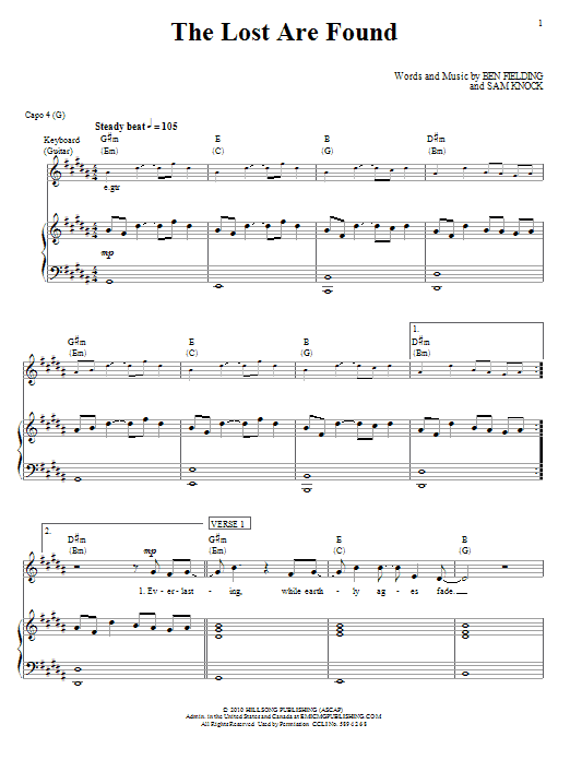 Download Hillsong United The Lost Are Found Sheet Music and learn how to play Piano, Vocal & Guitar (Right-Hand Melody) PDF digital score in minutes