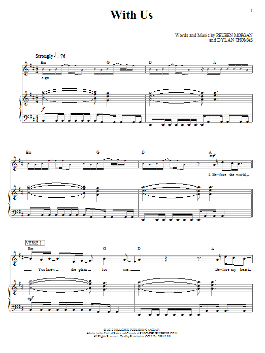 Download Hillsong United With Us Sheet Music and learn how to play Piano, Vocal & Guitar (Right-Hand Melody) PDF digital score in minutes