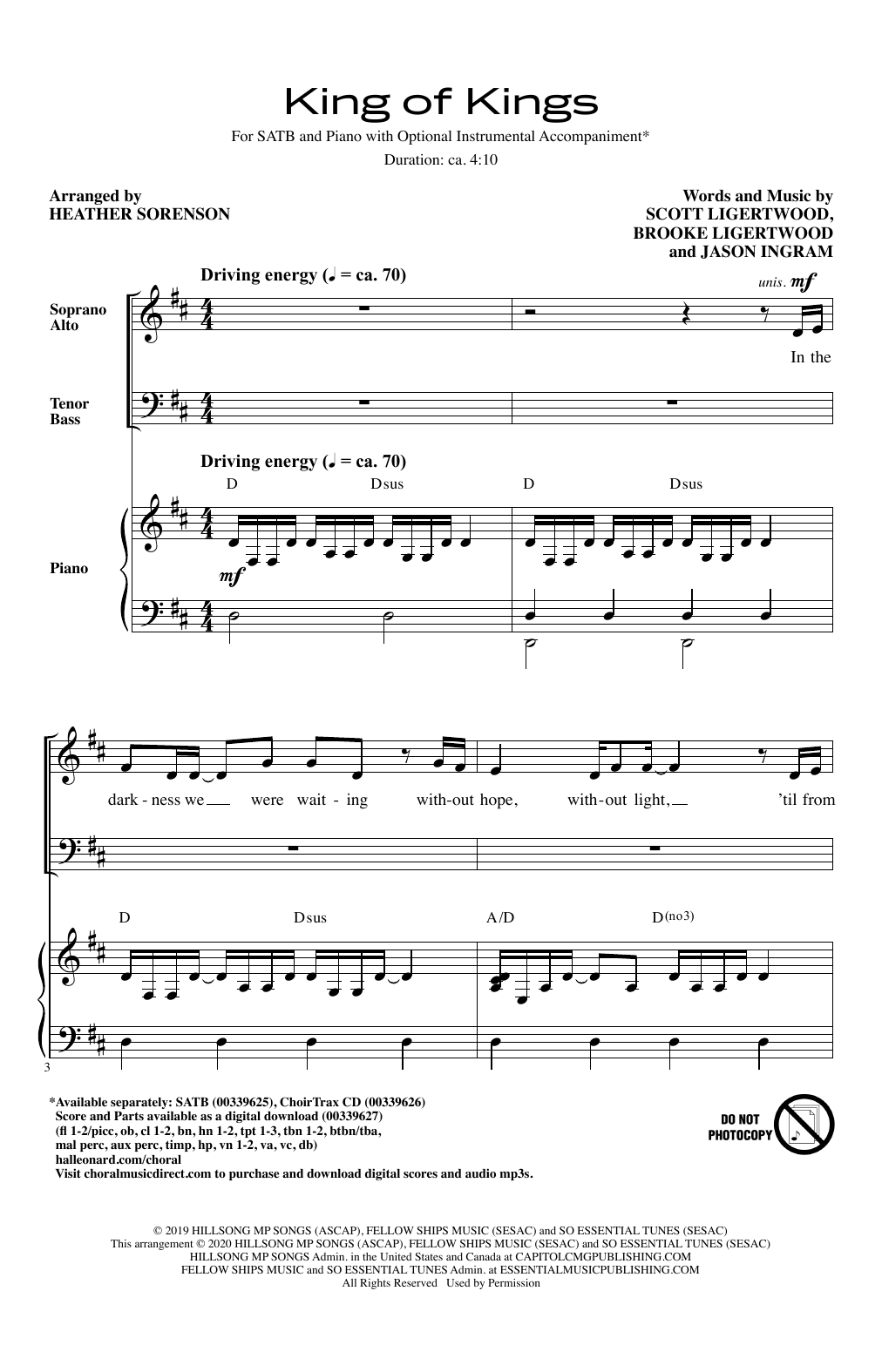 Download Hillsong Worship King Of Kings (arr. Heather Sorenson) Sheet Music and learn how to play SATB Choir PDF digital score in minutes