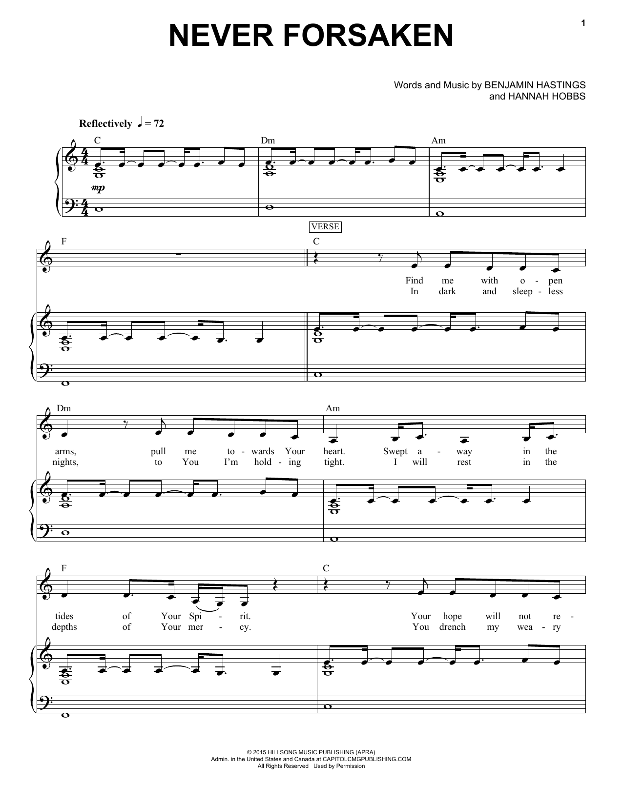 Download Hillsong Worship Never Forsaken Sheet Music and learn how to play Piano & Vocal PDF digital score in minutes