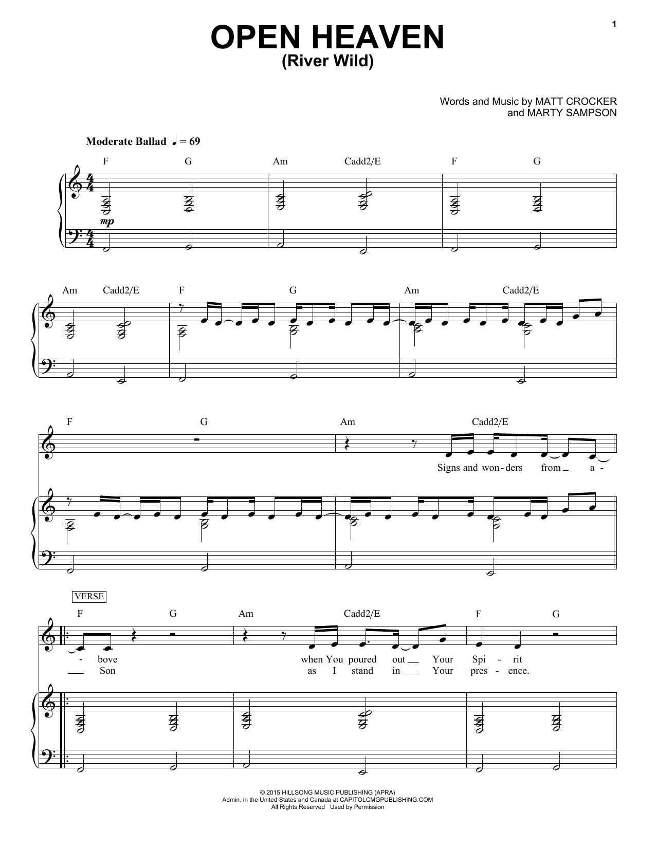 Download Hillsong Worship Open Heaven (River Wild) Sheet Music and learn how to play Piano & Vocal PDF digital score in minutes