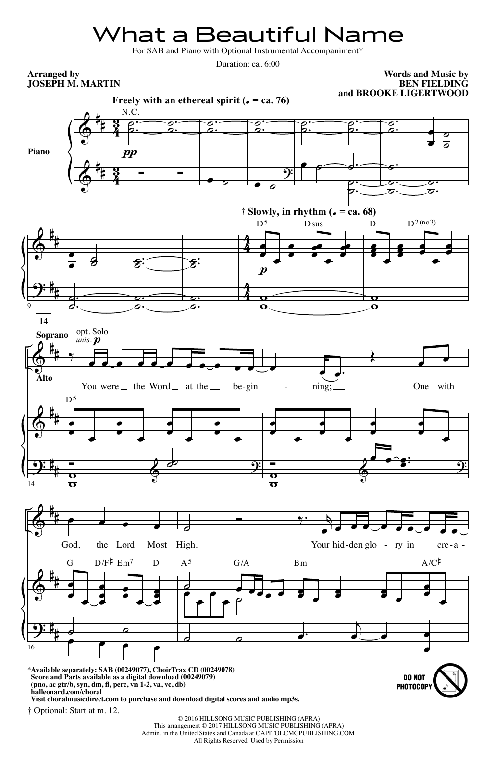 Download Joseph M. Martin What A Beautiful Name Sheet Music and learn how to play SAB PDF digital score in minutes