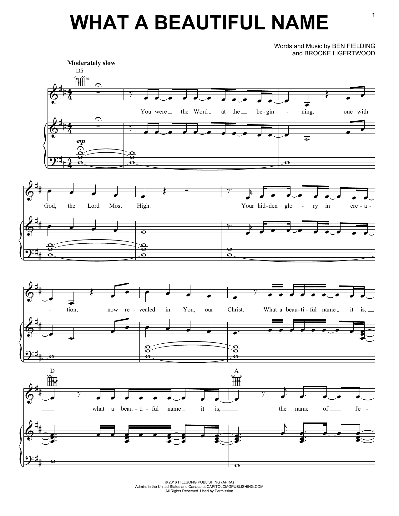 Hillsong Worship What A Beautiful Name Sheet Music Notes Chords Piano Vocal Guitar Right Hand Melody Download Pop 179475 Pdf