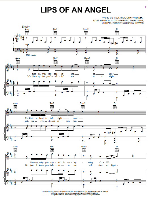 Download Hinder Lips Of An Angel Sheet Music and learn how to play Tenor Saxophone PDF digital score in minutes