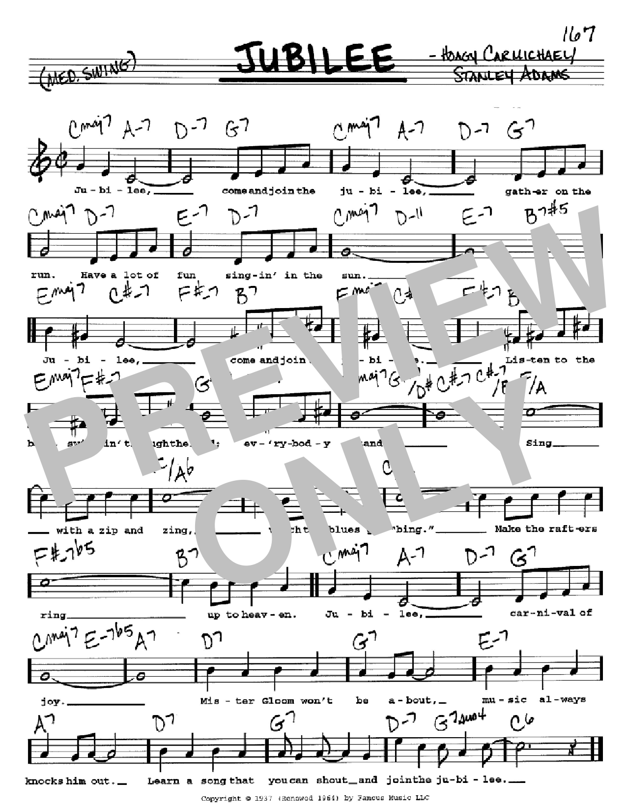 Download Hoagy Carmichael Jubilee Sheet Music and learn how to play Piano, Vocal & Guitar Chords (Right-Hand Melody) PDF digital score in minutes