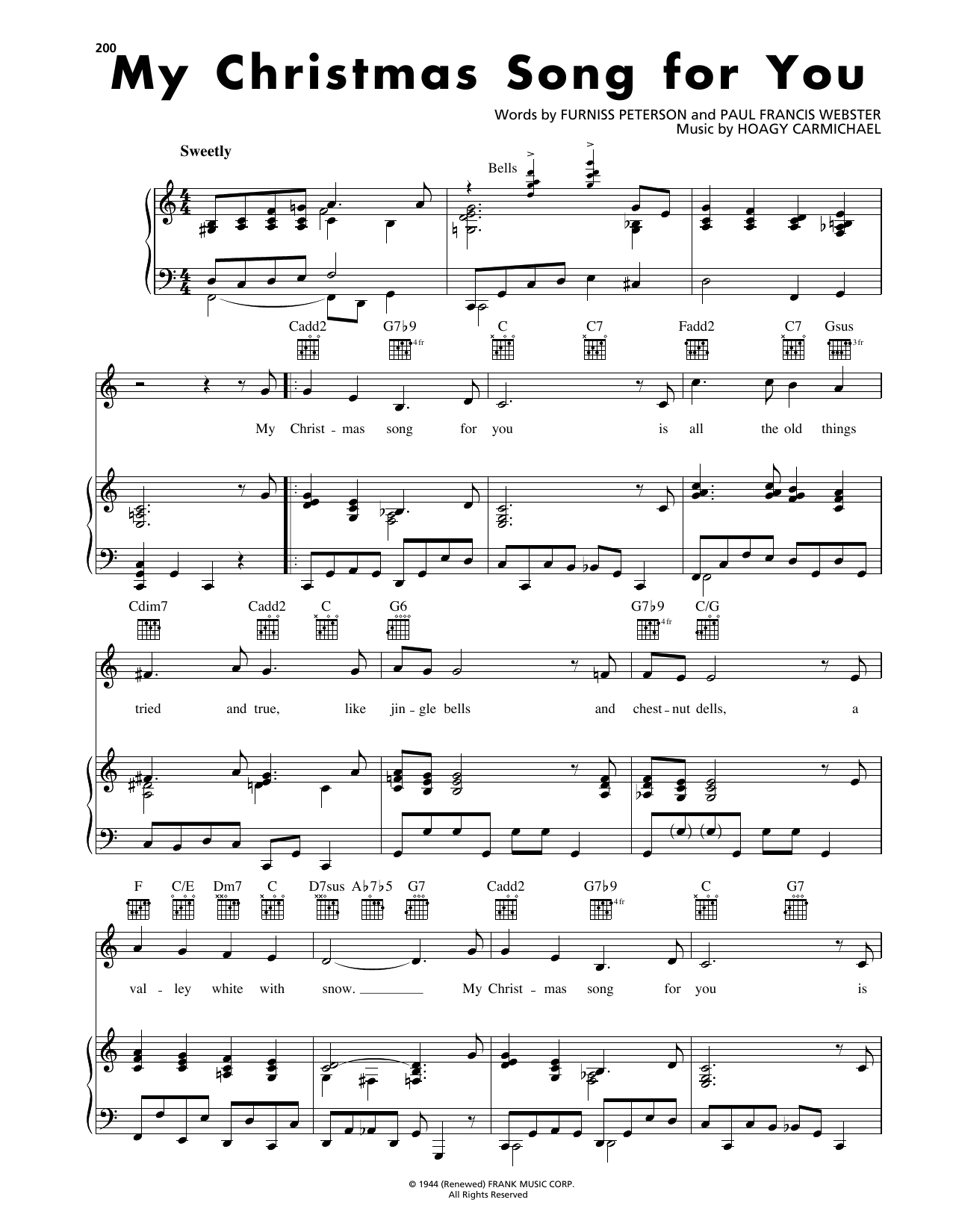 Download Hoagy Carmichael My Christmas Song For You Sheet Music and learn how to play Piano, Vocal & Guitar Chords (Right-Hand Melody) PDF digital score in minutes