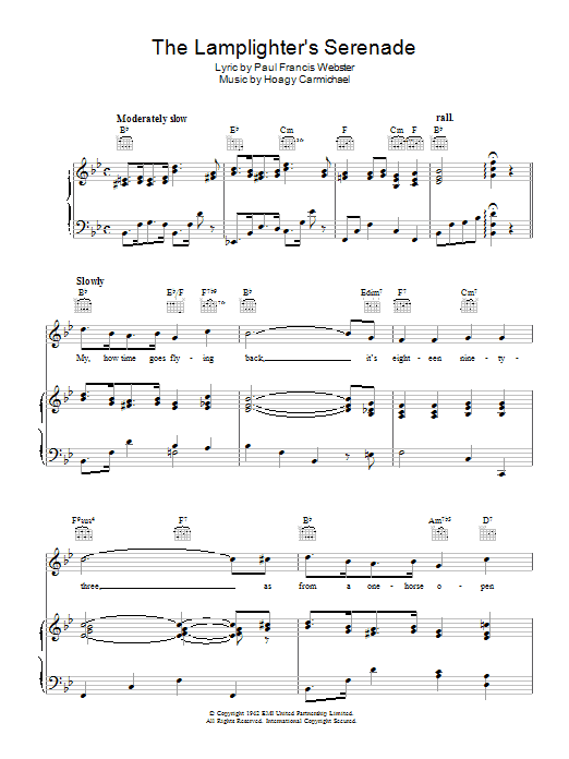 Download Hoagy Carmichael The Lamplighter's Serenade Sheet Music and learn how to play Piano, Vocal & Guitar (Right-Hand Melody) PDF digital score in minutes